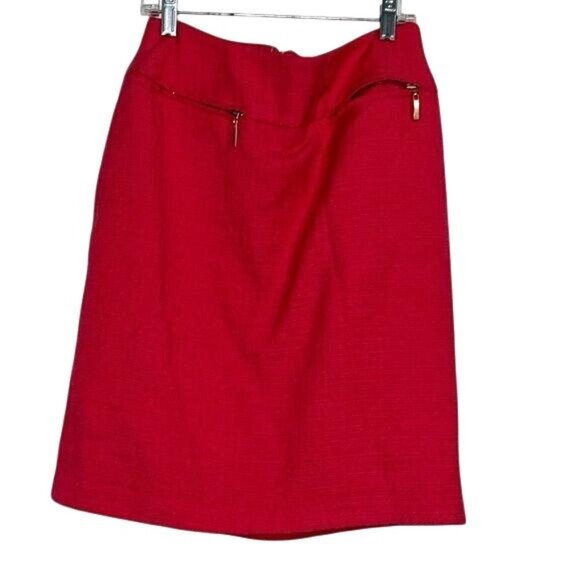 East 5th Pink Textured Knee-Length Skirt With Gold Zipper Accents Size 4 Cotton/ - Picture 1 of 7